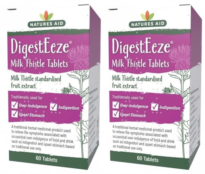 Natures Aid DigestEeze 150mg (Equivalent 2750mg - 6600mg Milk Thistle) 60 Tabs - 2 Pack