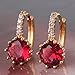 GULICX Yellow Gold Tone Round Ruby Color Designer Vintage Wedding Earrings Hoop