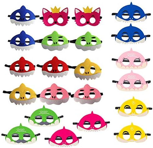 SHANFAA 22 Pieces Shark Masks,Baby Themed Birthday Party Masks,Shark Party Supplies Decoration,Ocean Birthday Cosplay Costumes Eye Mask for Kids