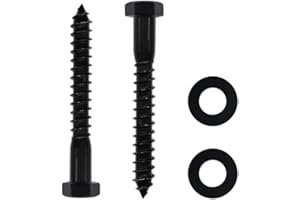Qlvily 10PCS Stainless Steel Black Lag Bolts 3/8" x 3" Hex Lag Screws, Washers Included