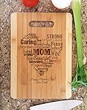 Mothers Gift Heart Love Mom ( Bamboo Personalized, Medium 9.5x13 ) Serving Cutting Board for Mothers Day Birthday or Christmas