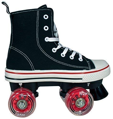 Lenexa MVP Roller Skates for Girls and Boys - Kid’s Unisex Quad Roller Skates with High Top Shoe Style for Indoor/Outdoor (Black/Red, Youth 1)