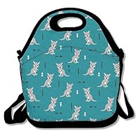 SWDGYW36 Cool Blue Adorable Geometric Kangaroo Lunch Bag Lunch Tote Lunch Pouch Handbag Made for Women, Men and Kids
