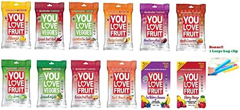 You Love Fruit Premium Organic Fruit Snacks Variety-12 Different Flavors ( Pack of 12 )