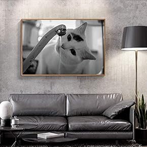 Floating Framed Canvas Wall Art for Living Room, Bedroom Black and White Wild Animal Canvas Prints for Home Decoration Ready to Hang - 16x24 inches