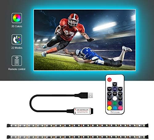 USB LED Strip Lights Kit, Bias Lighting With RF Remote Controller, IP65 Waterproof Flexible Strip Light, 5050 RGBW, 5v USB Cable TV Backlight Kit, Lighting Rope For TV, Mirror, PC Monitor, 1M (3.28ft)
