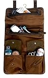 KOMALC Genuine Buffalo Leather Hanging Toiletry Bag Travel Dopp Kit