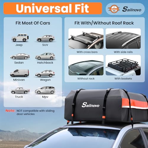 Sailnovo 425L 1000D PVC Waterproof Car Roof Box Car Roof Bag for Travel Weatherproof with Non-Slip Mat, 4 Door Hooks and Combination Padlock