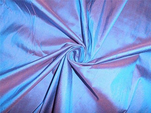 100% Pure Silk Dupioni Fabric Navy Blue X Pink Color 44" by The Yard