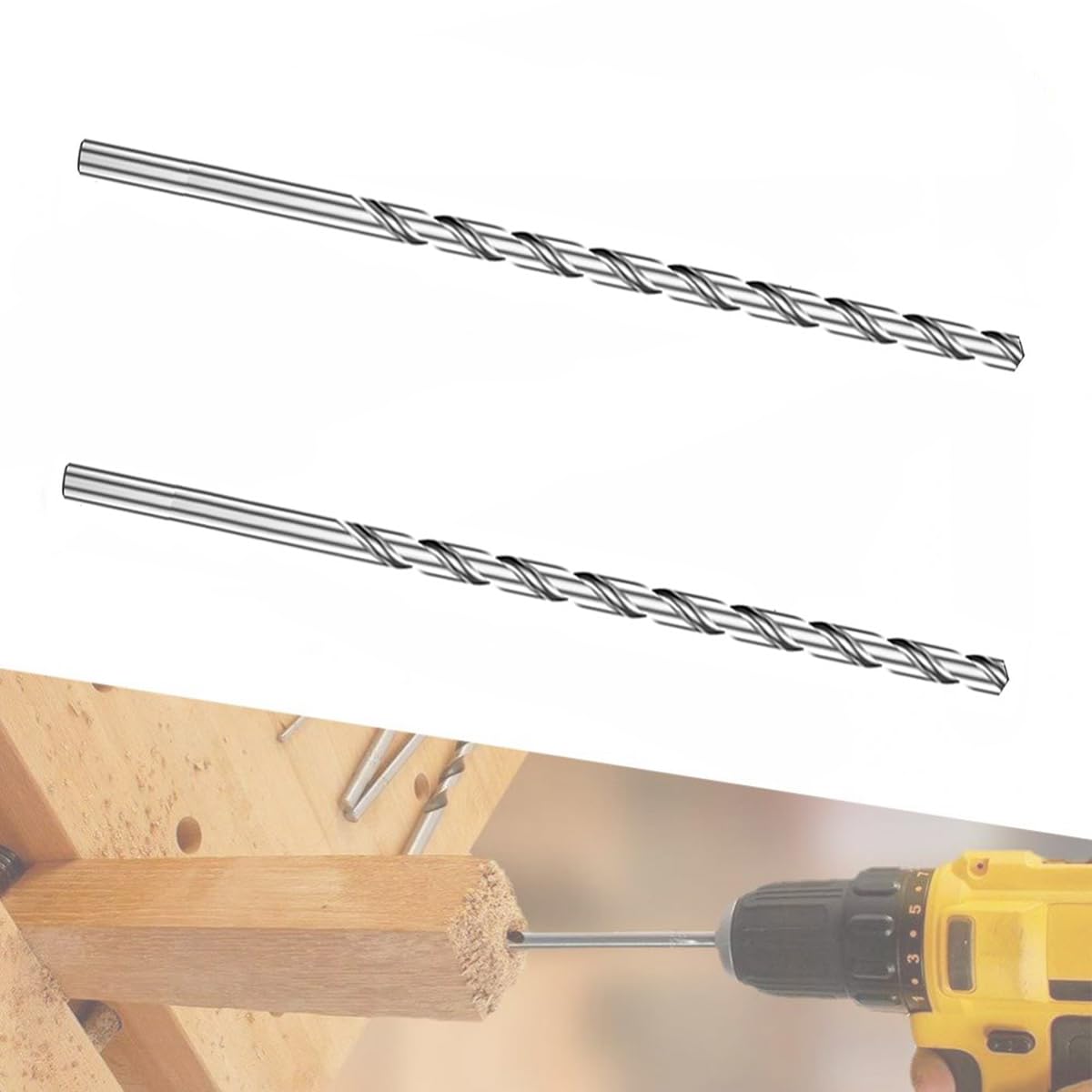 2 PCS 250MM X 8MM Extra Long Hss Drill Bit Set,Twist Drill Bits Straight Shank Tool Drill Bit (8MM)