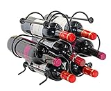 PAG 7 Bottles Free Standing Countertop Metal Wine Rack Tabletop Wine Storage Holders Stands, Black