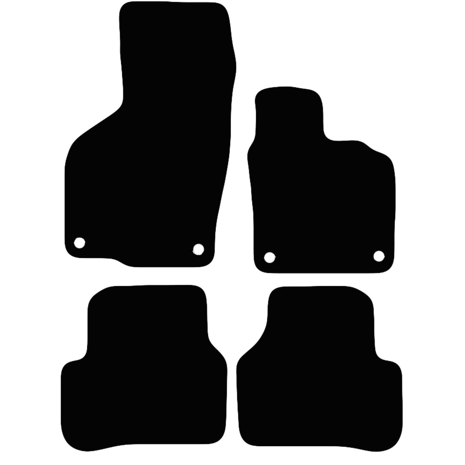 Carsio Carpet Car Mats For VW Passat B7 2007 2014 4 Piece Set with 4 Clips Tailored Fit Floor Mat Complete Accessory Black Custom Fitted - All Weather, Anti-Slip Backing & Black Trim