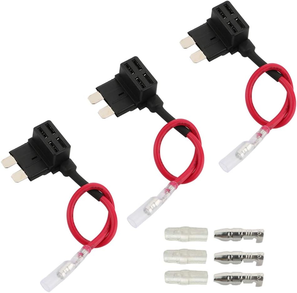 QitinDasen 3Pcs Premium ACU Medium Add-A-Circuit Fuse Tap, Piggy Back Blade Fuse Holder Kit with Wire Harness - Image 5