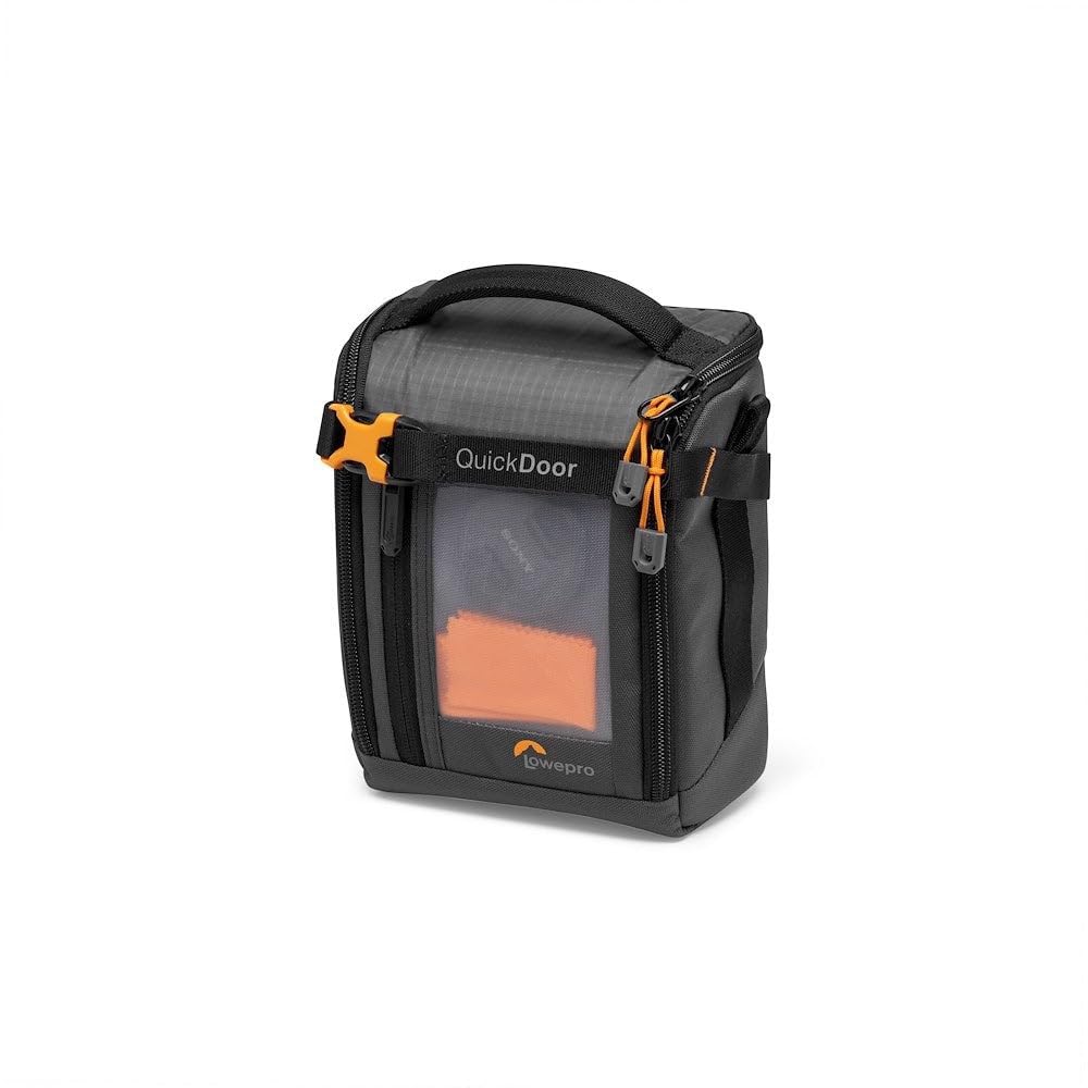 Lowepro GearUp Creator Box Medium II, Mirrorless and DSLR Camera Bag, Camera Case with QuickDoor Access, Made with Recycled Fabric, Orange Padded Interior Dividers, Grey