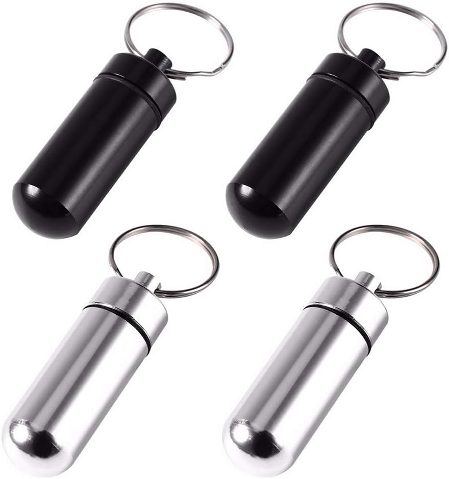 Amaoma 4 Pcs Ring Aluminum Pill Box