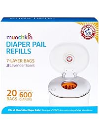 Munchkin Arm & Hammer Diaper Pail Snap, Seal and Toss Refill Bags, 20 Bags, Holds 600 Diapers