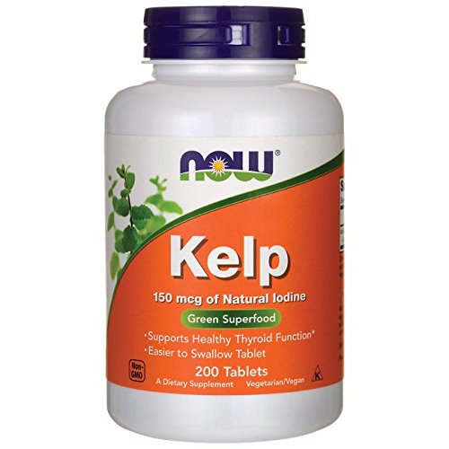 NOW Supplements, Kelp 150 mcg of Natural Iodine, Easier to Swallow Tablet, Super Green, 200 Tablets