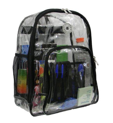 K-Cliffs Heavy Duty Clear Backpack See Through Daypack Student Transparent Bookbag Black By Praise Start