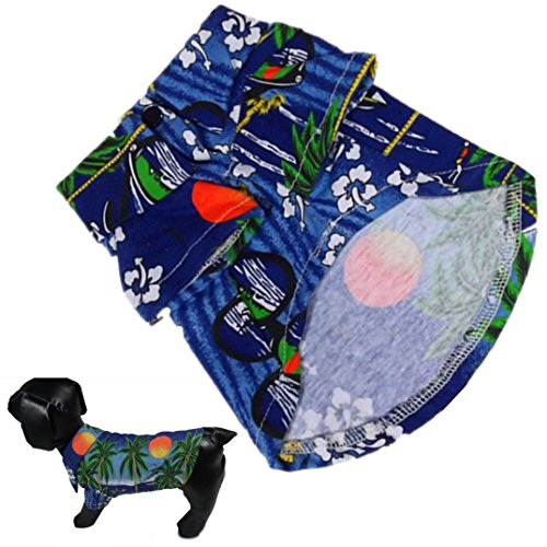 Binmer(TM)Fashion Pet Dog Cat Clothes Classic Blue T-shirt Summer Hawaii Style Puppy Shirts