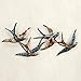 Blue Gold Bronze Finished Metal Flying Birds Wall Art