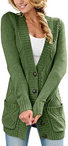 FIYOTE Womens Casual Open Front Knit Cardigan Long Sleeve Sweater Coat with Pocket