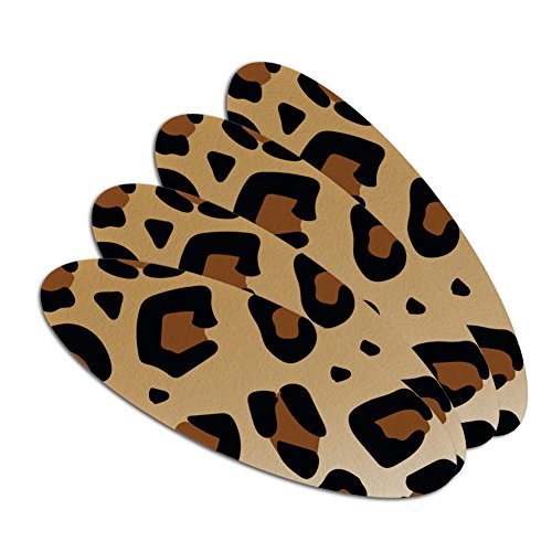 Leopard Print Animal Spots Double-Sided Oval Nail File Emery Board Set 4 Pack