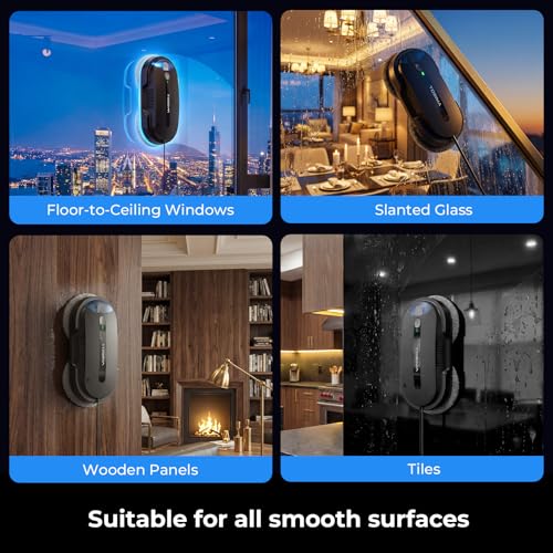 Tosima X1 Window Cleaning Robot, 6400Pa Intelligent Variable Suction, Dual Auto-Spray Smart Window Cleaner with Smart Navigation, Remote Control and Triple Safety, for All Smooth Surfaces, Black