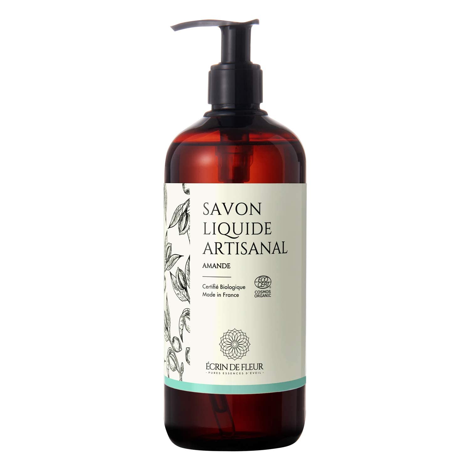 Écrin De Fleur - Almond Liquid Soap - Crafted in France with Organic Olive Oil, Scented with Precious Organic Almond Perfume, Unforgettable Pleasant Aroma, for Hand and Body Wash - 1x500 ml