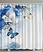 Ambesonne Floral Shower Curtain, Nature Theme Wild Flowers Monarch Flying Butterflies Lily on Lake Therapy Spa, Cloth Fabric Bathroom Decor Set with Hooks, 69
