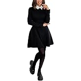Laqeyko Women's Fall Dresses Long Sleeve Peter Pan Collar Aline Skater Dress for Halloween Party Work