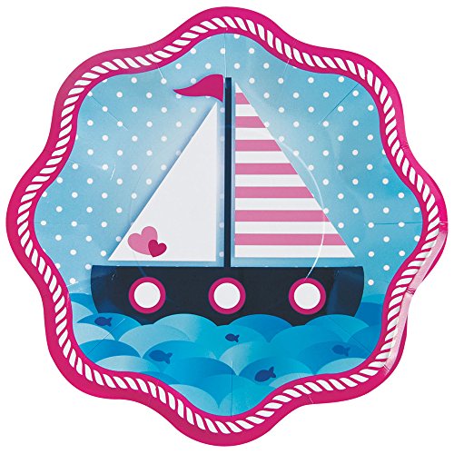 FUNEXPRESS Nautical Pink Dinner Plates (8 Count)