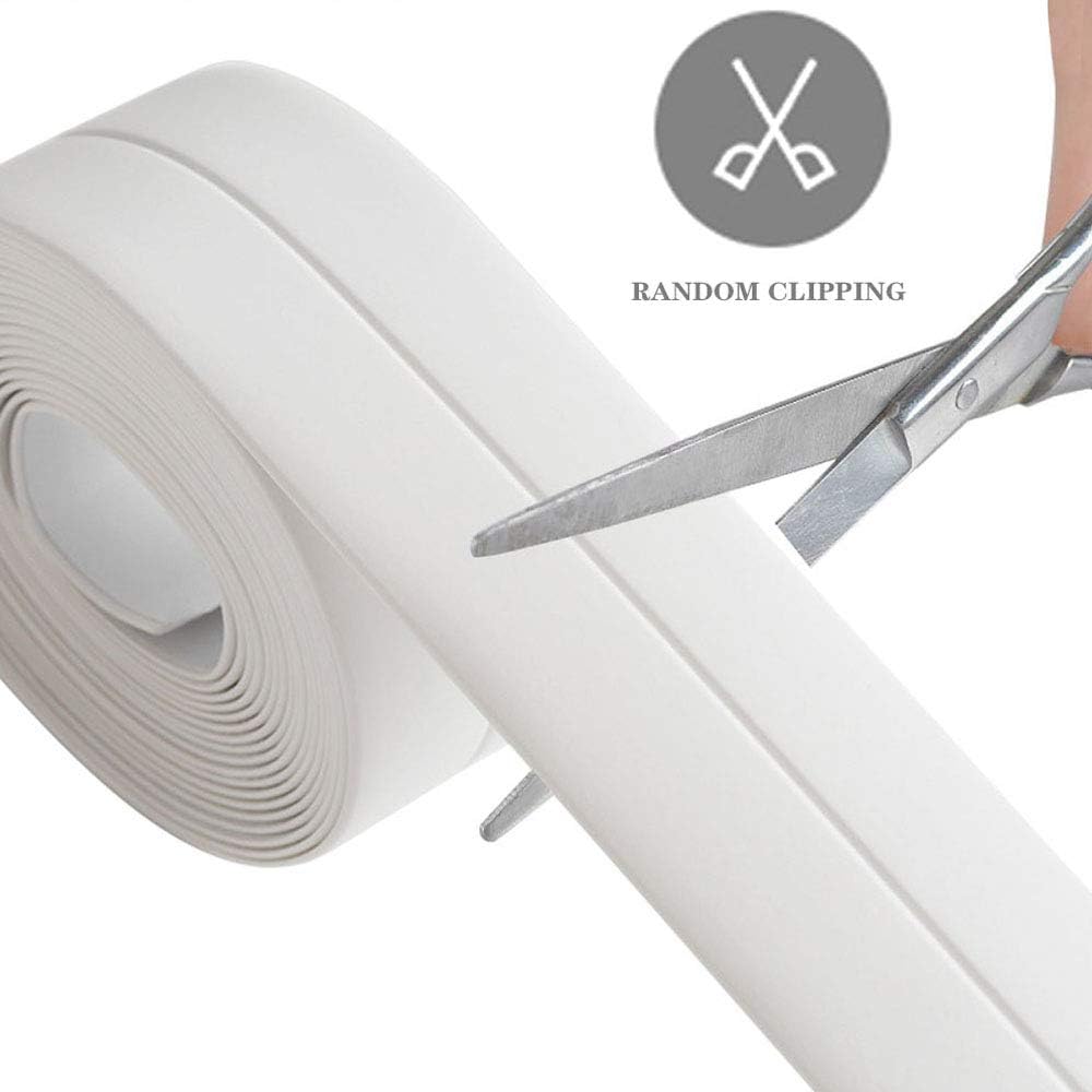 2 Pack Tape Caulk Strip, PVC Self Adhesive Caulking Sealing Tape for Kitchen Sink Toilet Bathroom Shower and Bathtub, 1-1/2" x 11' White - - 