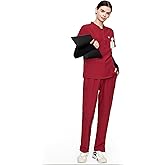 Uniforms World Horizon Scrubs Set for Women — Suit Stretch Top & Straight Pants with Multi Pocket, Yoga Waistband, 9 Pockets