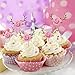 HOKPA Flower Cupcake toppers, HOKPA Glitter Deer Antler Cupcake toppers for Baby Shower Kids Birthday Party Decor (10pcs Golden)