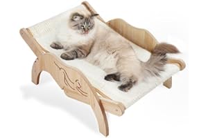 pawstrip Cat Hammock Bed Outdoor Cat Sisal Chair Summer Beach Pet Lounger Adjustable Elevated Kitten Scratcher Bed Cooling Raised Kitten Lounge Chair Breathable Kitty Mini Couch