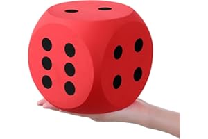 Shappy 6 Inches Foam Dice Fun Filled Large Educational Toy Kawaii Giant Dice Decorative Eva Foam Jumbo Cube Big Square Building Blocks for Game Nights Learning Sessions(Red,1 Pc)