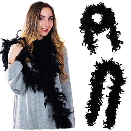 Tigerdoe Black Boas - 2 Pack - Marabou Boas - 72 Inch Boas - 20s Costume Accessories - Flapper Costume