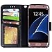 Arae Case for Samsung Galaxy PU Leather Wallet Case Cover (Black, S7 Edge)