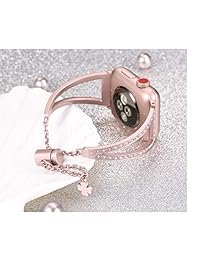 Secbolt Bling correas compatible Apple Watch Band 1.496 in Iwatch Series 3 2 1, pulsera de acero inoxidable para mujer