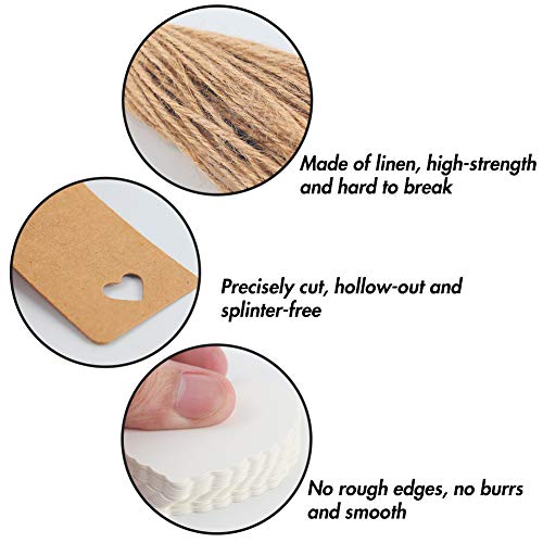 150 PCS Kraft Paper Gift Tags Kraft Hang Tags with String Great as Christmas Gift Tags, Wedding Favor Tags, Birthday Gift Tags, Baby Shower Favor Tags,or Other Place Name Cards.