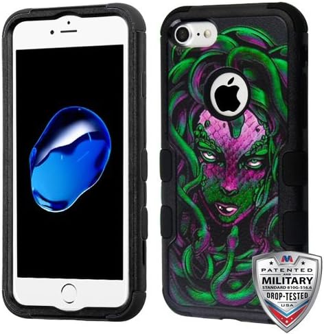 ShopAegis - [HYBRID DESIGN] [Green/Purple] Madam Medusa Greek Snake God Scratch Resistant Shockproof Phone Cover Case for Apple iPhone 8/7