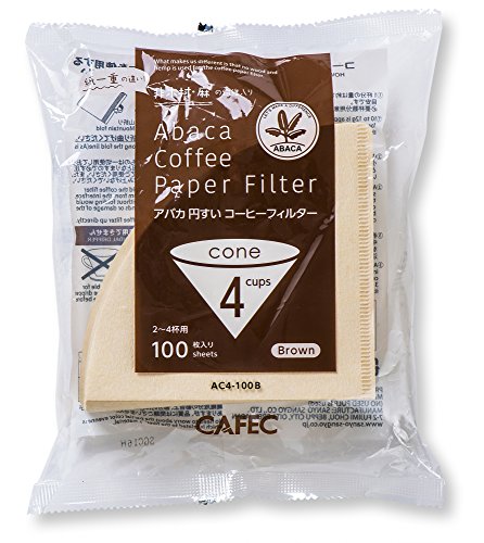 Click Here to See More Images CAFEC 100-Pack Cone-shaped V60 02 Style Universal 1 to 4 Cup Disposable Pour-Over Drip Coffee Paper Filter made of Eco-Friendly Undyed Virgin Pulp for Better Tasting Brewing Pour Over Dripper (Brown)