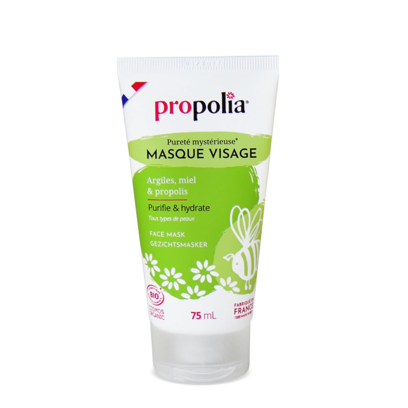 PROPOLIA - Organic - Face mask - Purifies, soothes and moisturizes - All skin types - Teens and adults - Honey, Propolis and Clay - Made in France - 50 ml