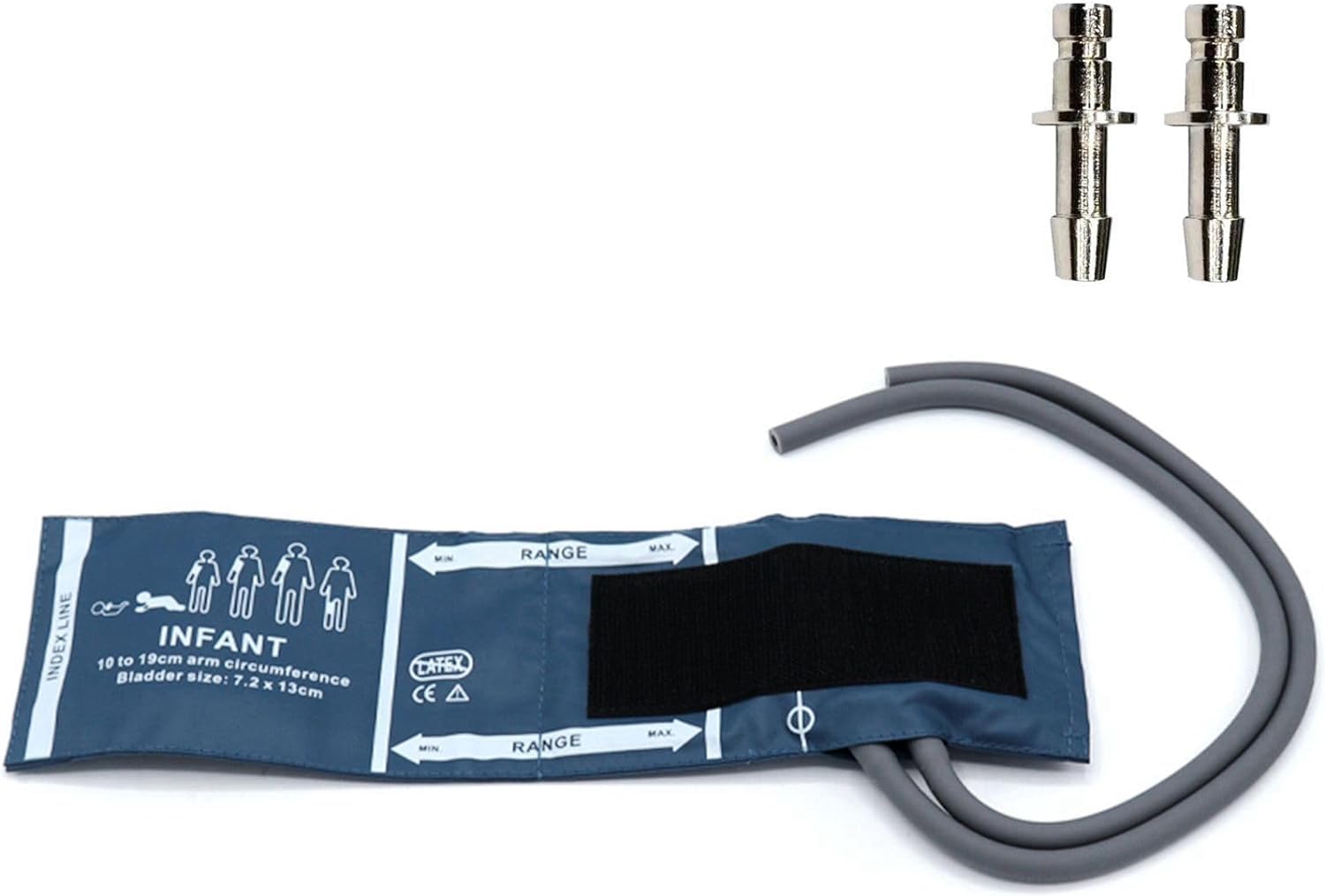 skmeditec Universal NIBP Cuff with BP12 Connector for Infant, 10-19 cm Reusable Dual Tube PU Replacement BP Cuff with Inner Airbag for Blood Pressure Monitor Machine