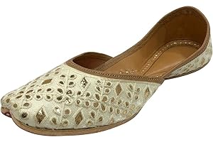Punjabi Jutti Flats for Women,Cream Bohemian Sandles Traditional Jooti,Handmade Indian Ethnic Beaded Shoes