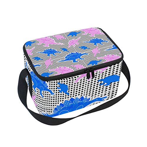 Insulated Meal Prep Lunch Bag Black Fingerlings Dinosaur Raptor Ice Pack and Heavy Duty Strap - Portion Control Carrier Bags for Adult Men and Women