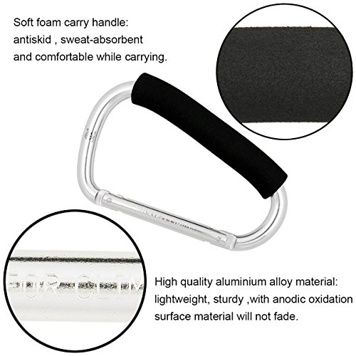 QY Silver Color 6.25 Inches Outsize D Shape Biner Carry Handle Hook Clip Snap Multiple Use Hook