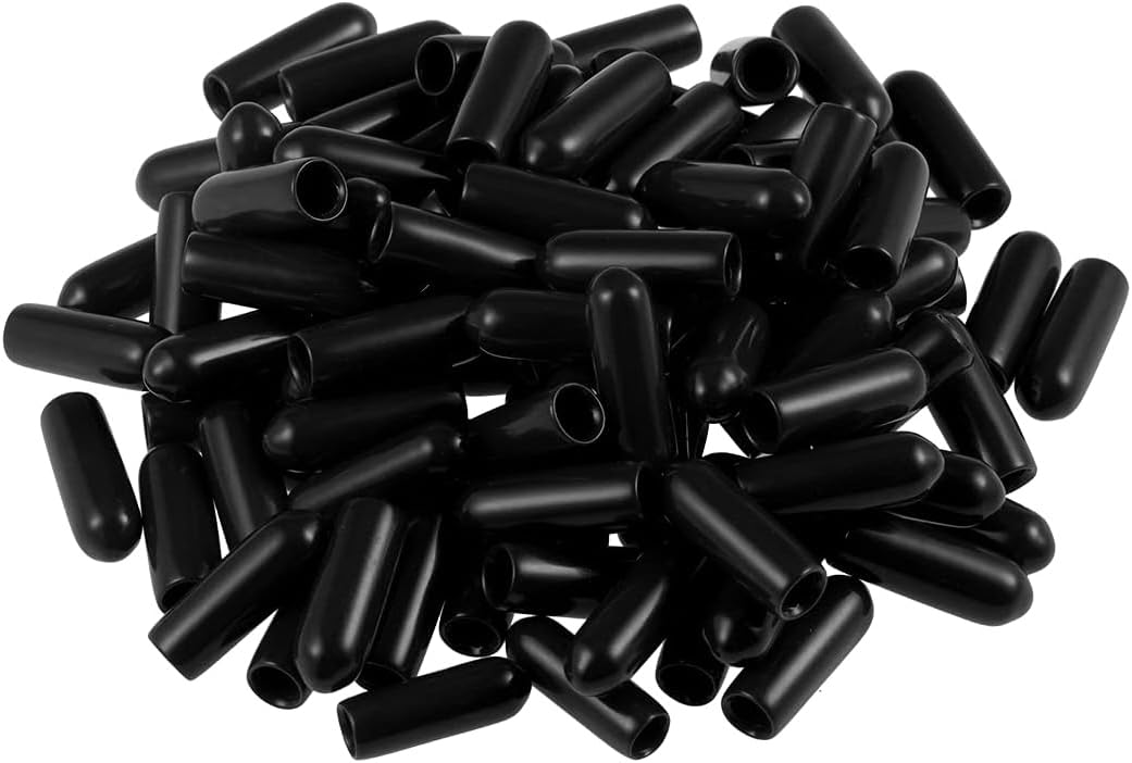 MACHSWON 200pcs Rubber End Caps 4mm ID, Vinyl Round End Cap Cover Screw Thread Protectors Tube Bolt Cap for protection of Screws Tubes Cables Wires, etc — image 1