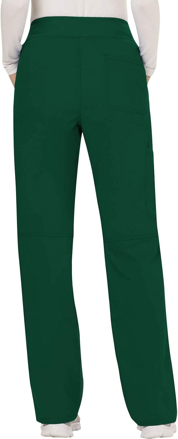 CHEROKEE Women's Mid Rise Straight Leg Pull-on Pant Petite: Clothing