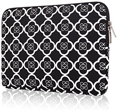 Laptop Sleeve, HBBEL Butterfly Flower Style Canvas Fabric Bag Cover for 13-13.3 Inch MacBook Pro, MacBook Air, Notebook with a Small Case for Charger or Magic Mouse, BLACK